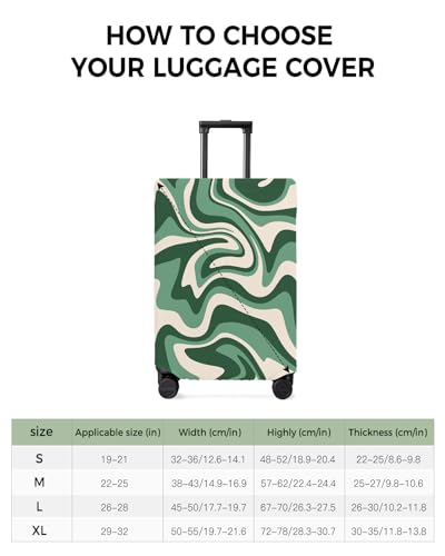 Travel Luggage Cover Spandex Elastic Suitcase Cover for Luggage, Scratch Proof Luggage Cover Protector for Trunk Case 26-28 Inch Luggage, Fluid Art Abstract Texture Green3