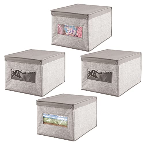 mDesign Caja organizadora con tapa para cambiador – Magnífica caja de tela jaspeada, ideal para...