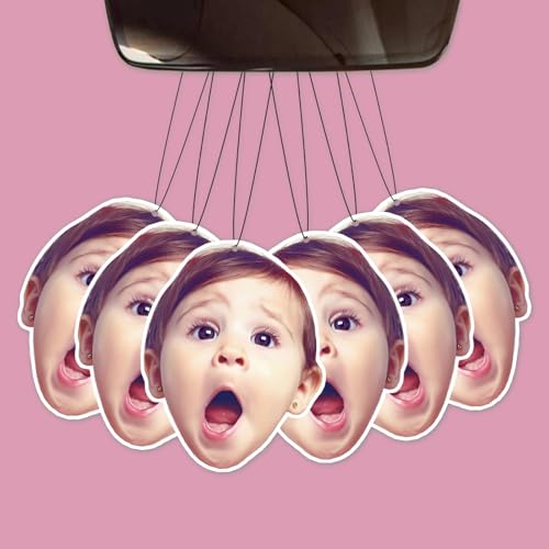 FAMILOVE 6pcs Custom Car Air Freshener with Picture Photo Logo - Double Sided Print - Personalized Gifts for Valentines Day Birthday Anniversary