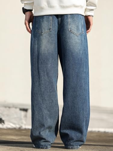 Image of DFGIGT Mens Baggy Jeans Wide Leg Denim Pants Y2k Loose Fit Streetwear