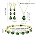 LMXXVJ Created Green Emerald Jewelry Set for Women，Gold Plated Necklace Long Earrings Bracelet Set Prom Fashion Birthstone Jewelry Gift