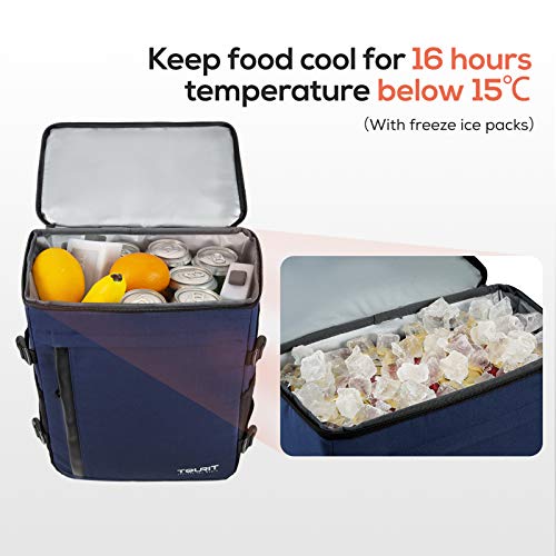 Image of TOURIT 38 Cans Backpack Cooler: Leak Proof Waterproof 2 Insulated Compartments Soft Cooler Bag Beach Travel Camping Picnic