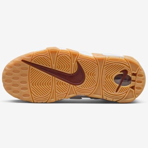 Nike Air More Uptempo Big Kids' Shoes (FJ2846-100, White/Gum Light Brown/Team Red) Size 4.54