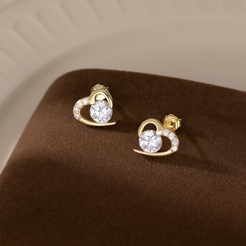 Reffeer Solid 925 Sterling Silver Cute Love Heart Stud Earrings for Women Teen Girls CZ Heart Earrings Stud Hypoallergenic3