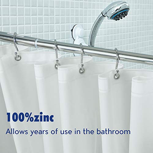 Metal Shower Curtain Hooks，Set of 12 Rings，Rust Resistant S Shaped Hooks Hangers for Shower Curtains, Kitchen Utensils, Clothing, Towels, etc. (Chrome) - Thumbnail 3