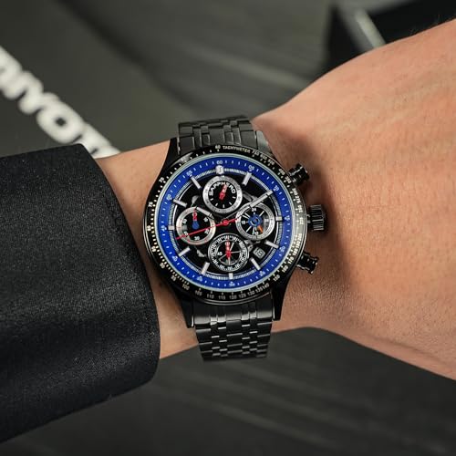 Image of Sapphero Mens Watches Quartz Movement Chronograph 30M Waterproof Steel Strap Fashion Business Sport Design Scratch Resistant Gifts for Men