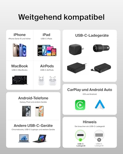Belkin 2er-Pack geflochtenes USB-C auf USB-C Ladekabel, 1,5 m, 240W, biegsames, flexibles Schnellladekabel… – Ansicht 4