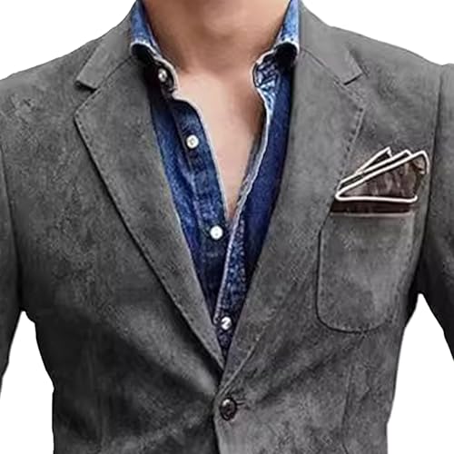Men's Solid Color Business Casual Blazer 2-Button Stylish Retro Suit Jacket Formal Sport Coat2
