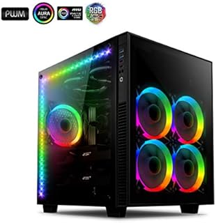 anidees AI Crystal Cube AR V3 Dual Chamber Tempered Glass EATX / ATX PC Gaming Computer Case, Water-Cooling Ready , Steel Structure, w/ 5 RGB PWM Fans / 2 LED Strips - Black AI-CL-Cube-AR3