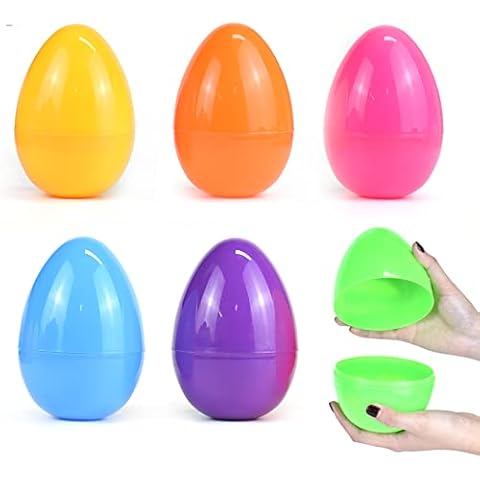 WIKHIA Fillable Giant Easter Eggs- 6" Jumbo Empty Easter Plastic Eggs Assorted Color for Easter Egg Hunt, Suprise Egg, Easter Hunt (6 Pack) Cover