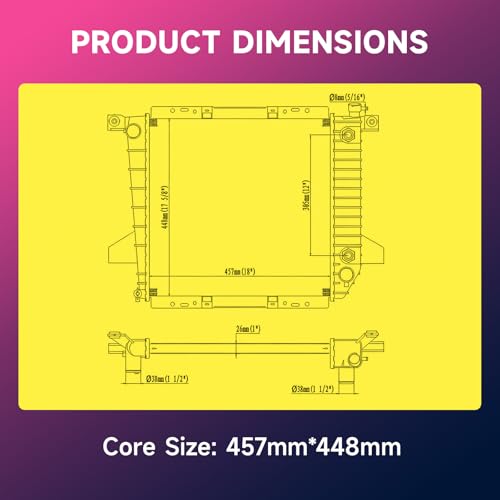 Image of Engine Coolant Radiator with Transmission Oil Cooler Compatible with Ford Ranger 2.3L 1995-1997, F-100 Ranger 2.3L 1996-1997, F-100 Ranger 3.0L 1996-1997, Mazda B2300 2.3L 1995-1997 Replace F57Z8005A