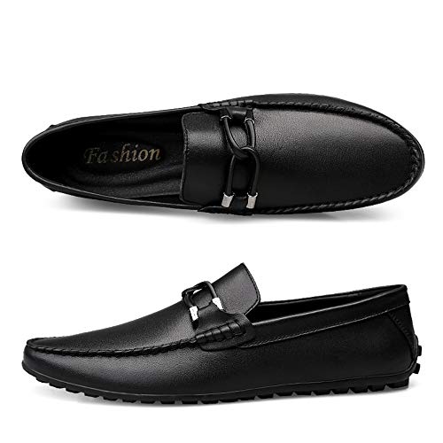 Men's Genuine Leather Slip On Penny Loafers Casual Light-Weight Breathable Embossed Shoes Vegan Knot Anti Slip Flat Round Toe3