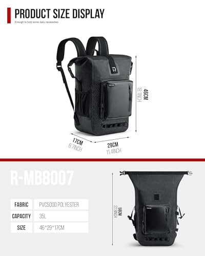 RIDEIRON Mochila Impermeable, Bolsa Seca para Motocicleta con Cierre Roll Top 35L miniatura 5