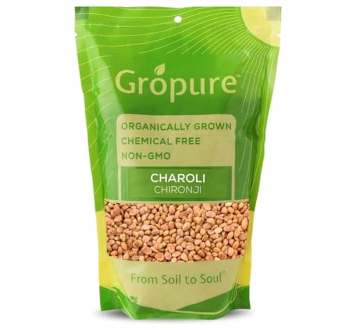 Image of GroPure Organic | Chironji Seeds 400g | Raw Charoli | Almondette Kernels | Chiraunji | Chemical-Free | For Kheer, Halwa & Payasam | Chironji Dry Fruit | Sarapappu