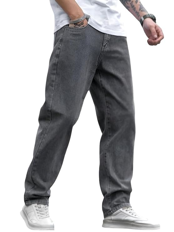 Image of JAAR Men's Baggy Jeans - Relaxed Fit Streetwear Denim Pants | Oversized Wide-Leg Mid Rise Jeans