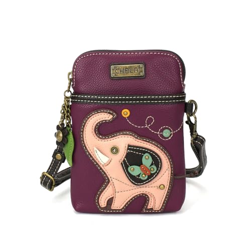 Image of CHALA Wilderness Animal Collection Cell Phone Crossbody Purse-Women PU Leather /Canvas Multicolor Handbag w /Adjustable Strap