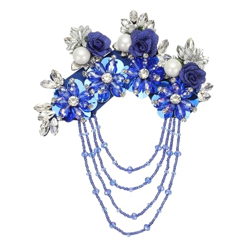 Fleurs en strass 3D bleu vif pour customiser une robe - 2