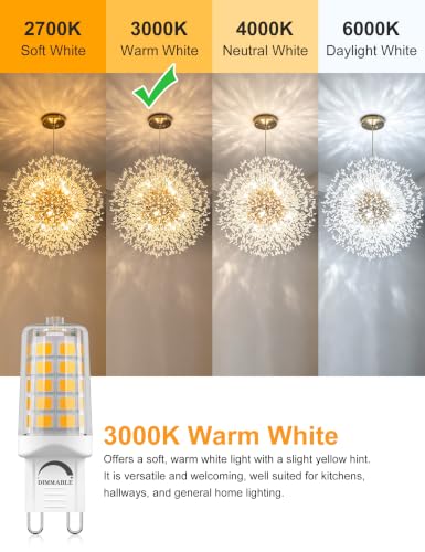 Image of BAOMING 24 Pack G9 LED Bulb 4W 3000K Soft Warm White T4 Dimmable | 24-Pk 4W G9 LED, 40W Equiv, 450LM, Smooth Dimmable, No Flicker, Eye-Safe, Standard G9 Base for Chandelier & Sconce