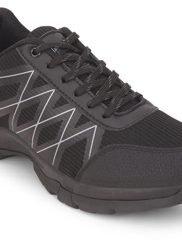 Image of Liberty Leap7x MOUNTAIN2E Men Sports Lacing Running Shoes - Black & Olive Green | Comfortable and Durable - Suitable for Lace-Up Walking, Gym, Jogging and Outdoor Shoes for Man - Cushioned Footbed