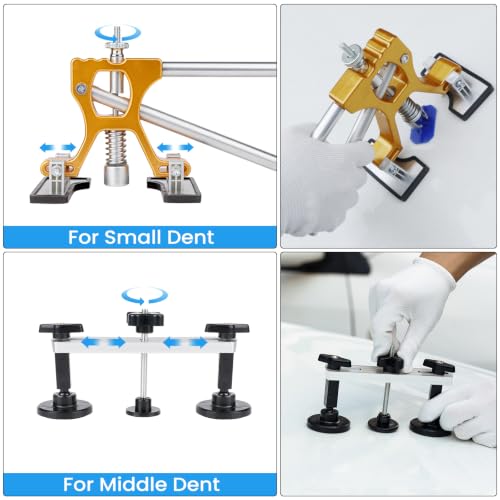 Image of ZEUSFIRE 134PCS Dent Puller Kit, Paintless Dent Removal Kit with T-bar Dent Puller, Golden Lifter, Bridge Puller, Dent Repair Kit for Car Dent Repair, Hail Damage Refrigerator Door Ding Repair