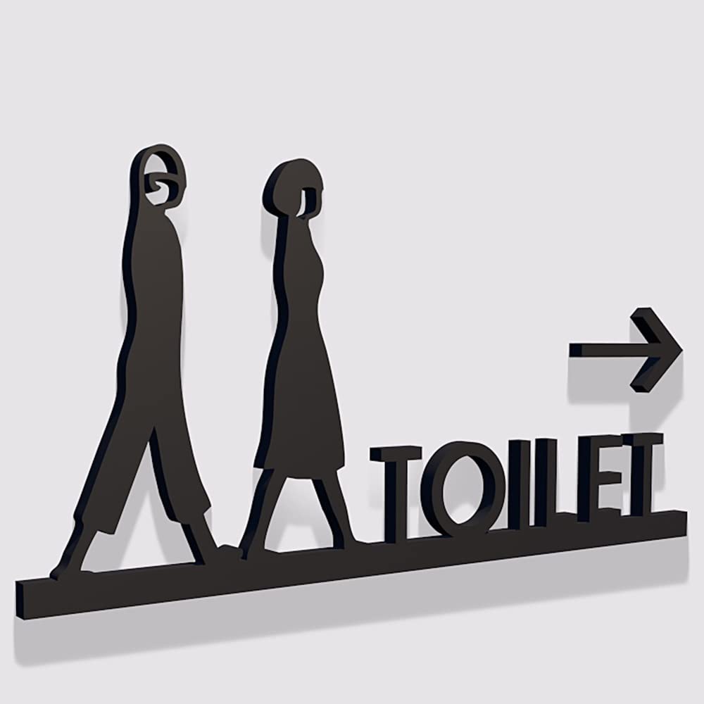 3D Heren En Dames Toilet Pijl Borden - 22x10.5cm/30x14.6cm/35x17cm Bewegwijzering Gang Rechts Pijl, Stereo Acryl Icoon (Color : B, Size : 30x14 .6cm