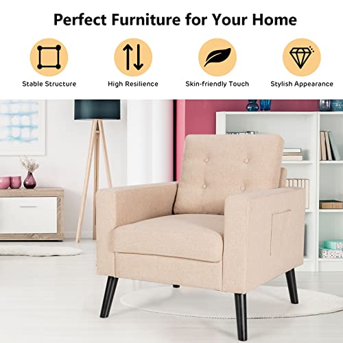 Sillón Plegable Beige con Tapizado de Lino miniatura 5