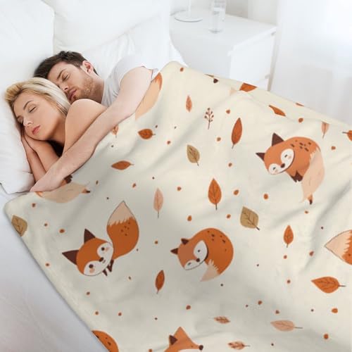 Plaid imprimé renard mignon et branches botaniques pour canapé - 8