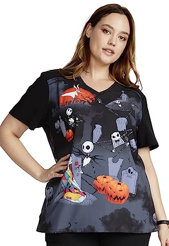Tooniforms Women Scrubs Top V-Neck TF745, XL, Nightmare Shift