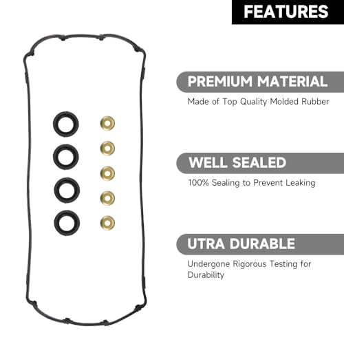 Image of Engine Valve Cover Gasket - Compatible for Acura Integra L4 1.8L 1990-2001 for Honda CR-V L4 2.0L 1997-2001 - Replace Part 12341-PR4-A00