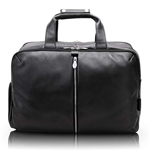 McKlein Avondale, piel de becerro de grano de guijarro, cuero de 22 pulgadas, triple compartimento, transporte todo, viaje, portátil Duffel, negro (18905) Cover