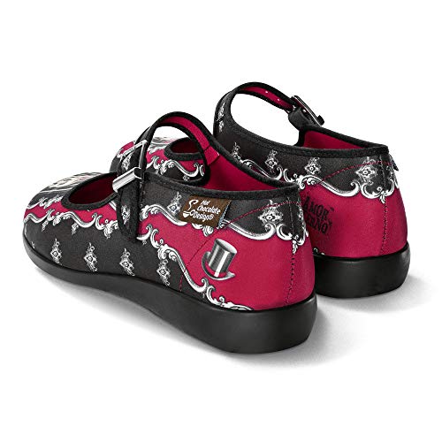 Image of Hot Chocolate Design Artistic Women's Everyday Flats | Mary Jane Silhouette, Adjustable Buckle Strap, Cushioned Footbed, Vegan Textile, Flexible Non-Marking Sole