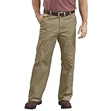 Dickies Men's Loose Fit Cargo Work Pant, Khaki, 34x32