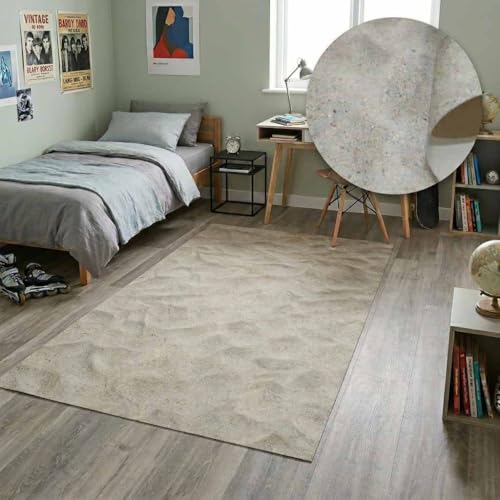 Tapis en vinyle pour salon design sable de plage lavable et antidérapant