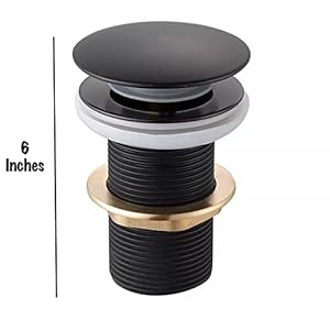 24x7 eMall Brass Full Threaded Pop Up Waste Coupling Brass Top (Black - 6 Inches)
