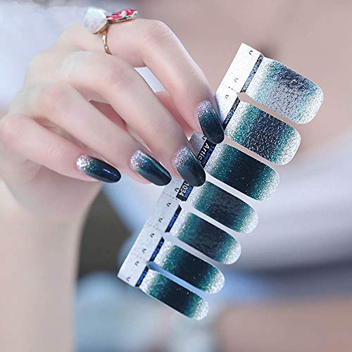 Wokoto 8 Sheets Nail Art Polish Stickers Strips With 1Pcs Nail File Full Wraps Nail Adhesive Decals Gradient Glittery Manicure Kit For Women #TOP3