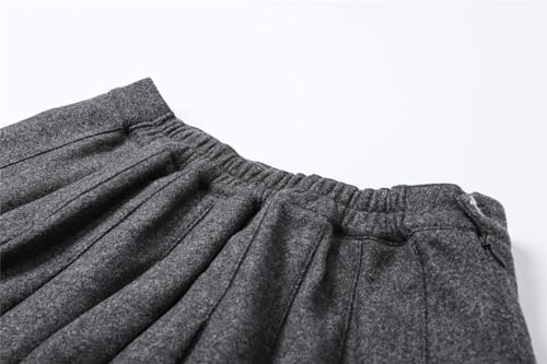 SANGTREE Girls Women's Woolen Pleated Skirt with Stretchy Band and Pockets for Winter, 2 Years - US 4XL4