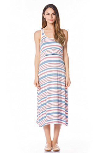Bearsland Women's Long Style Nursing Breastfeeding Dresses (Pink, Medium)