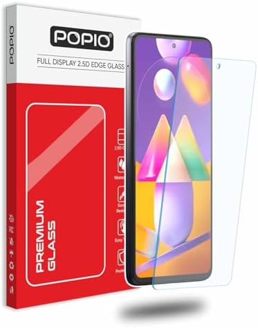 POPIO Tempered Glass Screen Protector for Samsung Galaxy M31S / A51 (Transparent) Full Screen Coverage (Except Edges) With Easy Installation Kit For Cellphone