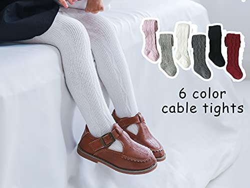 Image of EPEIUS Baby Girl Tights Cable Knit Cotton Seamless Footed Leggings 0-6Y