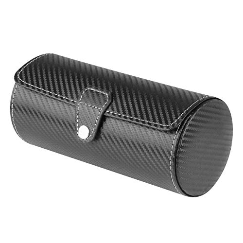 MYAMIA Ranura 3 Reloj PU Cuero Viajes Caso Rollo Caja Pantalla Organizador Joyería Almacenamiento Soporte Negro