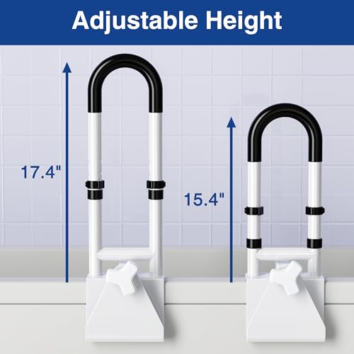Adjustable Bathtub Safety Rail, Bathtub Handle Grab Bar with Non-Slip Grip for Seniors, Elderly, Fits 3.1 to 6.7 Inch Tub Walls, Supports 300 lbs - Image 5