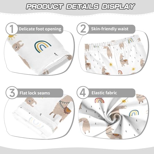 Girls' Leggings Llama Doodle Tree Ankle Length Printed Leggings Comfort Pants for Kids 4-10 Years4