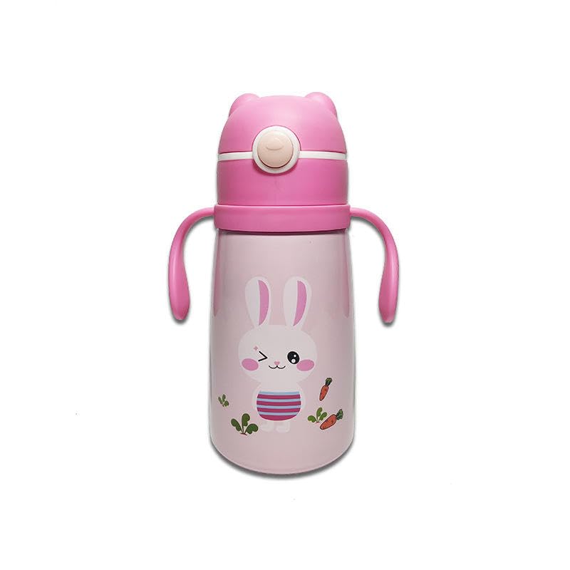 Zerya Goofy 380 ML Vacuum Thermo Seal Insulated Double Wall Steel Body Baby Sipper with One Touch Opening & Silicon Straw,Long Retention of Temperature of Hot & Cold Liquids (Pink)-image-41