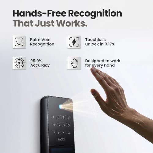 Lockin Veno Solar Palm Smart Lock, Palm Vein Keyless Entry Door Lock - Image 5