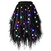 Tüllrock Damen Lichterkette mit LED Unregelmäßig Tüll Röcke Lagenrock Ballett Tutu Faltenkleid Midirock Karneval Halloween Kostüm Fasching Party-Batterie Nicht Inbegriffen
