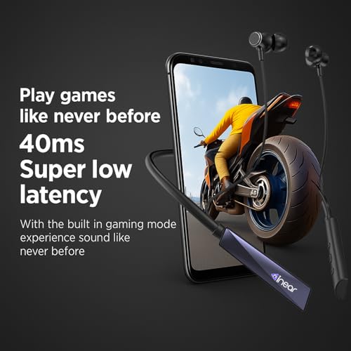 Image of inear DJ-M8 Bluetooth Neckband with 60H Playtime, Voice Changer, Magnetic On Off, Type-C Charging, Dual Pairing, ANC, Mic, HD Sound, IPX, for Gaming Running Gym Sports Mobile Laptop Tablet Use | Black