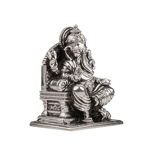 Image of Artarium Lalitasana Ganesha Idol 999 Pure Silver (15 gm), Ganpati Bappa Murti for Pooja, Home Mandir, Office Decor, Auspicious Gift for Diwali, Housewarming & Festivals - 2.5 Inch