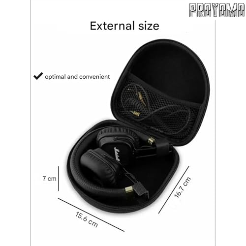 Image of Hard Eva Box Travel Carrying Bag Zipper Protective Pouch Cover Case Shockproof Storage Fits with USB Cable Compatible with Marshall Major 5 /4 /3 /2 Headphone (Black)