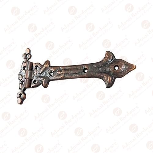 Image of Adonai Hardware Adonijah Antique Cast Iron Strap T Hinge (7.9 inch x 8 Pack, Antique Copper) for Barn Doors, Gates, Kitchen Cabinets, Sheds, Wooden Box, Furniture, Cedar Chest and Trunks