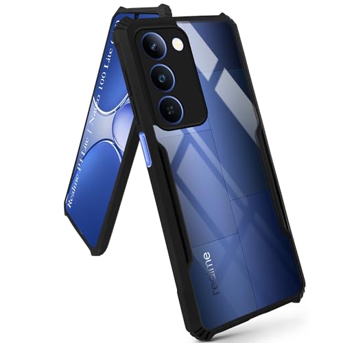 Image of Jkobi Hybrid Back Cover Case for Realme P4 Lite 5G | Realme Narzo 100 Lite 5G (Shockproof with Polycarbonate Clear Panel | Professional Black)